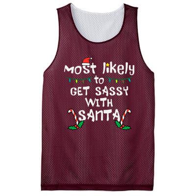 Most Likely Get Sassy With Santa Christmas Xmas Family Match Mesh Reversible Basketball Jersey Tank