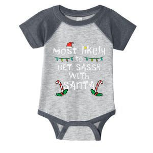 Most Likely Get Sassy With Santa Christmas Xmas Family Match Infant Baby Jersey Bodysuit