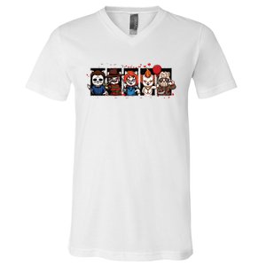 My Little Horror Crew Halloween Horror Movie Cats V-Neck T-Shirt