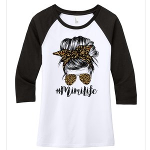 Mimi Life Hair Bandana Glasses Leopard Print Mother's Day Women's Tri-Blend 3/4-Sleeve Raglan Shirt