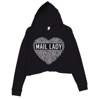 Mail Lady Heart Postal Office Worker Woman Crop Fleece Hoodie