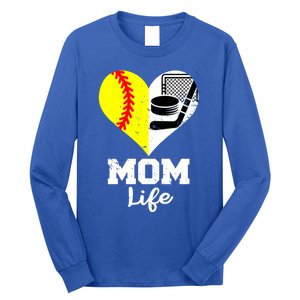 Mom Life Heart Funny Softball Hockey Mom Cute Gift Long Sleeve Shirt