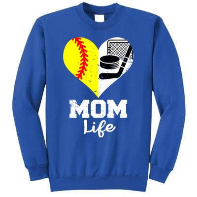 Mom Life Heart Funny Softball Hockey Mom Cute Gift Sweatshirt