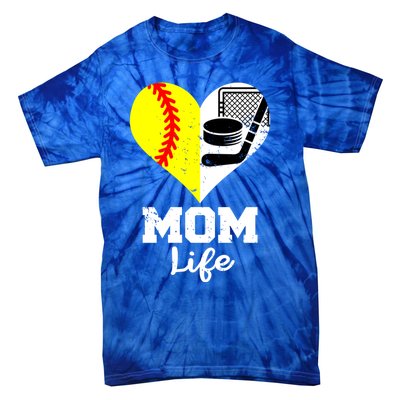 Mom Life Heart Funny Softball Hockey Mom Cute Gift Tie-Dye T-Shirt