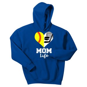 Mom Life Heart Funny Softball Hockey Mom Cute Gift Kids Hoodie