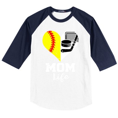 Mom Life Heart Funny Softball Hockey Mom Cute Gift Baseball Sleeve Shirt