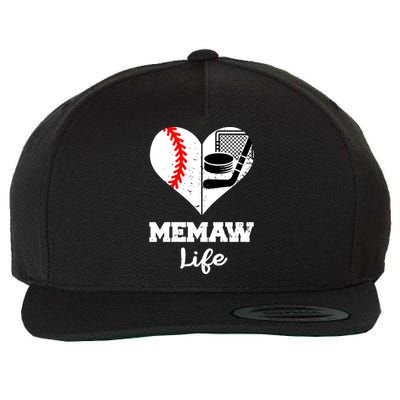 Memaw Life Heart Funny Baseball Hockey Memaw Gift Wool Snapback Cap