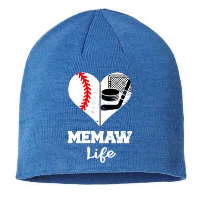 Memaw Life Heart Funny Baseball Hockey Memaw Gift Sustainable Beanie