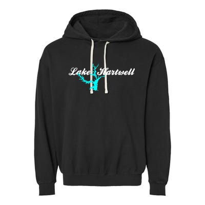 Minimalist Lake Hartwell Georgia South Carolina Garment-Dyed Fleece Hoodie