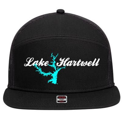 Minimalist Lake Hartwell Georgia South Carolina 7 Panel Mesh Trucker Snapback Hat
