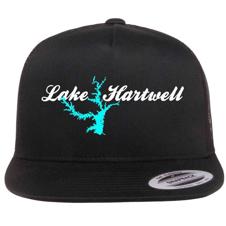 Minimalist Lake Hartwell Georgia South Carolina Flat Bill Trucker Hat