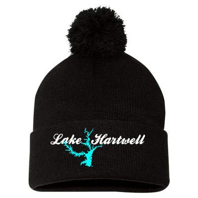Minimalist Lake Hartwell Georgia South Carolina Pom Pom 12in Knit Beanie