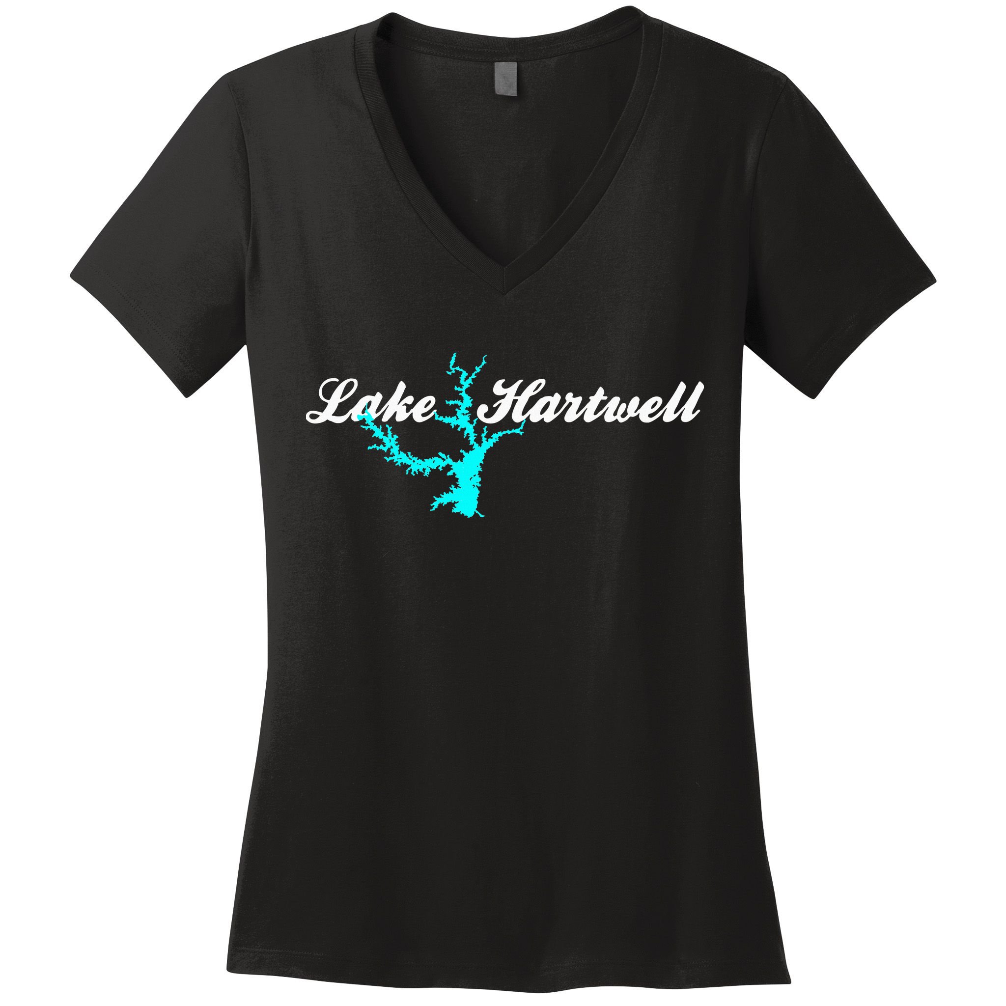 Minimalist Lake Hartwell Georgia South Carolina Women's V-Neck T-Shirt