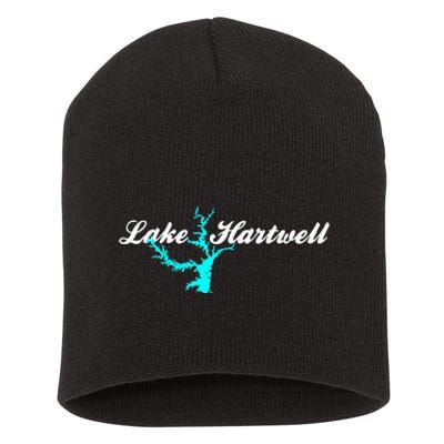 Minimalist Lake Hartwell Georgia South Carolina Short Acrylic Beanie