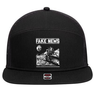 Moon Landing Hoax Apollo 11 1969 Conspiracy Theory Fake News 7 Panel Mesh Trucker Snapback Hat