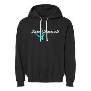 Minimalist Lake Hartwell Georgia South Carolina Garment-Dyed Fleece Hoodie