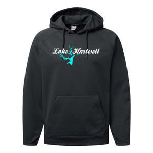 Minimalist Lake Hartwell Georgia South Carolina Performance Fleece Hoodie