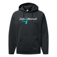 Minimalist Lake Hartwell Georgia South Carolina Performance Fleece Hoodie