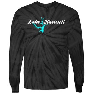 Minimalist Lake Hartwell Georgia South Carolina Tie-Dye Long Sleeve Shirt