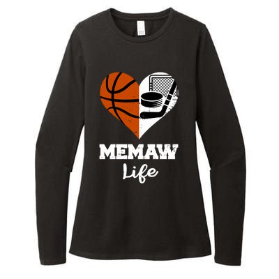 Memaw Life Heart Funny Basketball Hockey Memaw Gift Womens CVC Long Sleeve Shirt