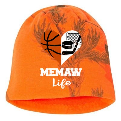 Memaw Life Heart Funny Basketball Hockey Memaw Gift Kati - Camo Knit Beanie