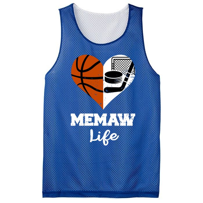 Memaw Life Heart Funny Basketball Hockey Memaw Gift Mesh Reversible Basketball Jersey Tank