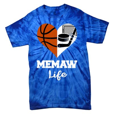 Memaw Life Heart Funny Basketball Hockey Memaw Gift Tie-Dye T-Shirt