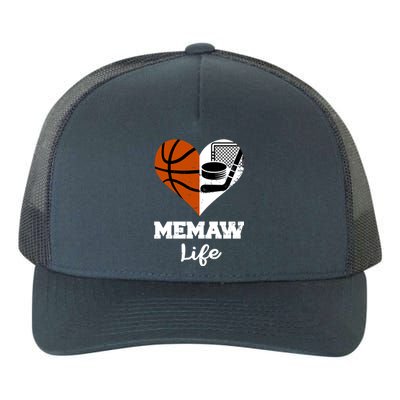 Memaw Life Heart Funny Basketball Hockey Memaw Gift Yupoong Adult 5-Panel Trucker Hat