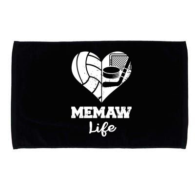 Memaw Life Heart Funny Volleyball Hockey Memaw Gift Microfiber Hand Towel