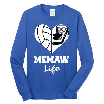 Memaw Life Heart Funny Volleyball Hockey Memaw Gift Tall Long Sleeve T-Shirt