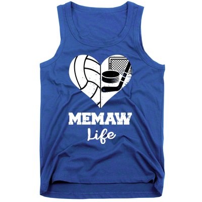 Memaw Life Heart Funny Volleyball Hockey Memaw Gift Tank Top