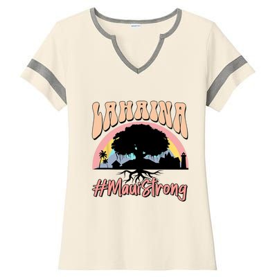 Maui Lahaina Hawaii Banyan Tree Strong Ladies Halftime Notch Neck Tee