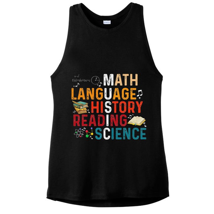 Math Language History Reading Science Music Teacher Funny Ladies PosiCharge Tri-Blend Wicking Tank