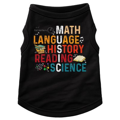 Math Language History Reading Science Music Teacher Funny Doggie Tank