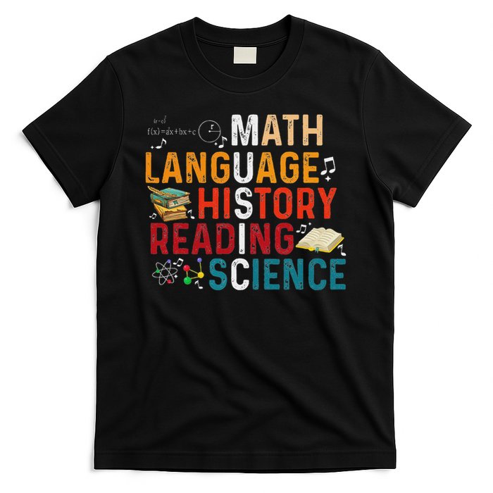 Math Language History Reading Science Music Teacher Funny T-Shirt