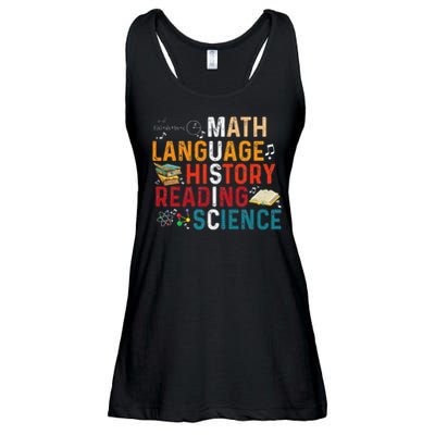 Math Language History Reading Science Music Teacher Funny Ladies Essential Flowy Tank