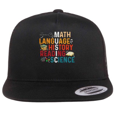 Math Language History Reading Science Music Teacher Funny Flatbill Hat