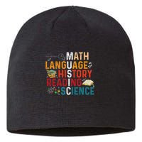 Math Language History Reading Science Music Teacher Funny Sustainable Beanie