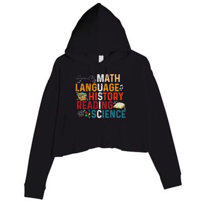 Math Language History Reading Science Music Teacher Funny Crop Fleece Hoodie