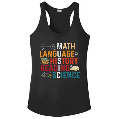 Math Language History Reading Science Music Teacher Funny Ladies PosiCharge Competitor Racerback Tank