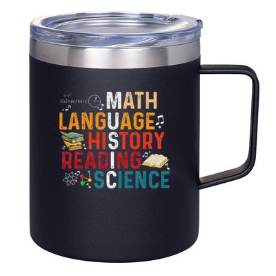 Math Language History Reading Science Music Teacher Funny 12oz Stainless Steel Coffee Mug