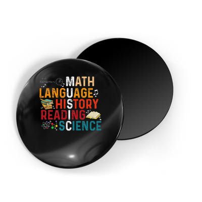 Math Language History Reading Science Music Teacher Funny Magnet
