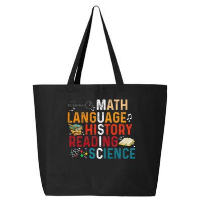 Math Language History Reading Science Music Teacher Funny 25L Jumbo Tote