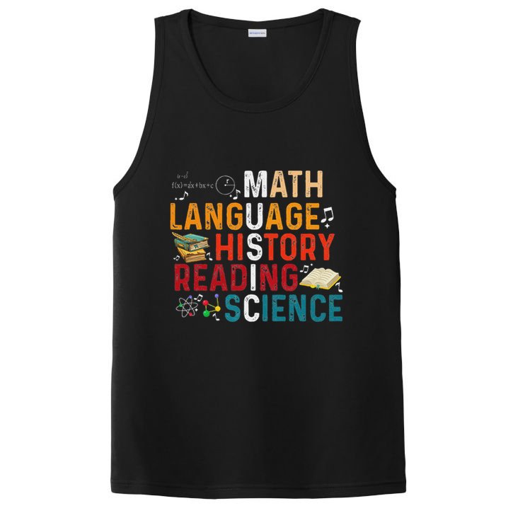 Math Language History Reading Science Music Teacher Funny PosiCharge Competitor Tank