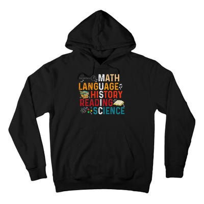 Math Language History Reading Science Music Teacher Funny Tall Hoodie