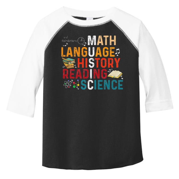 Math Language History Reading Science Music Teacher Funny Toddler Fine Jersey T-Shirt