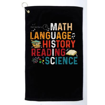 Math Language History Reading Science Music Teacher Funny Golf Towel