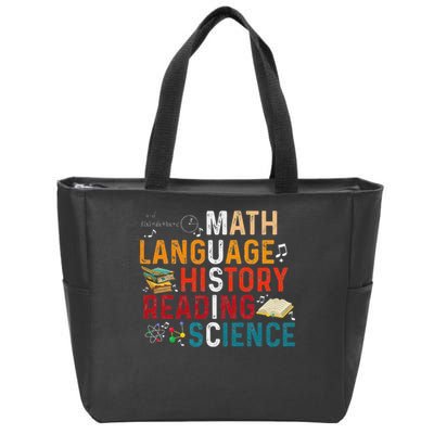 Math Language History Reading Science Music Teacher Funny Zip Tote Bag