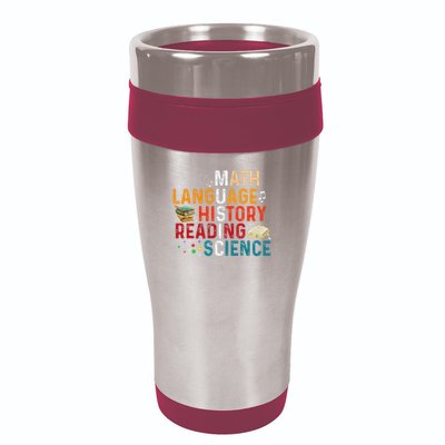 Math Language History Reading Science Music Teacher Funny 16oz Travel Tumbler