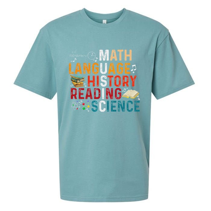 Math Language History Reading Science Music Teacher Funny Sueded Cloud Jersey T-Shirt